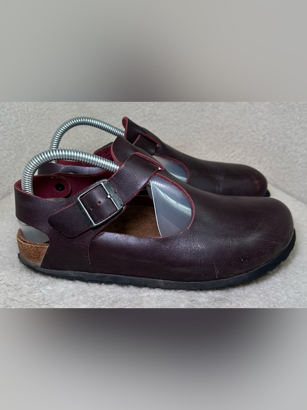 Birkenstock London Burgundy Aniline Leather Closed Toe Clogs Boho Hippie 8-8.5